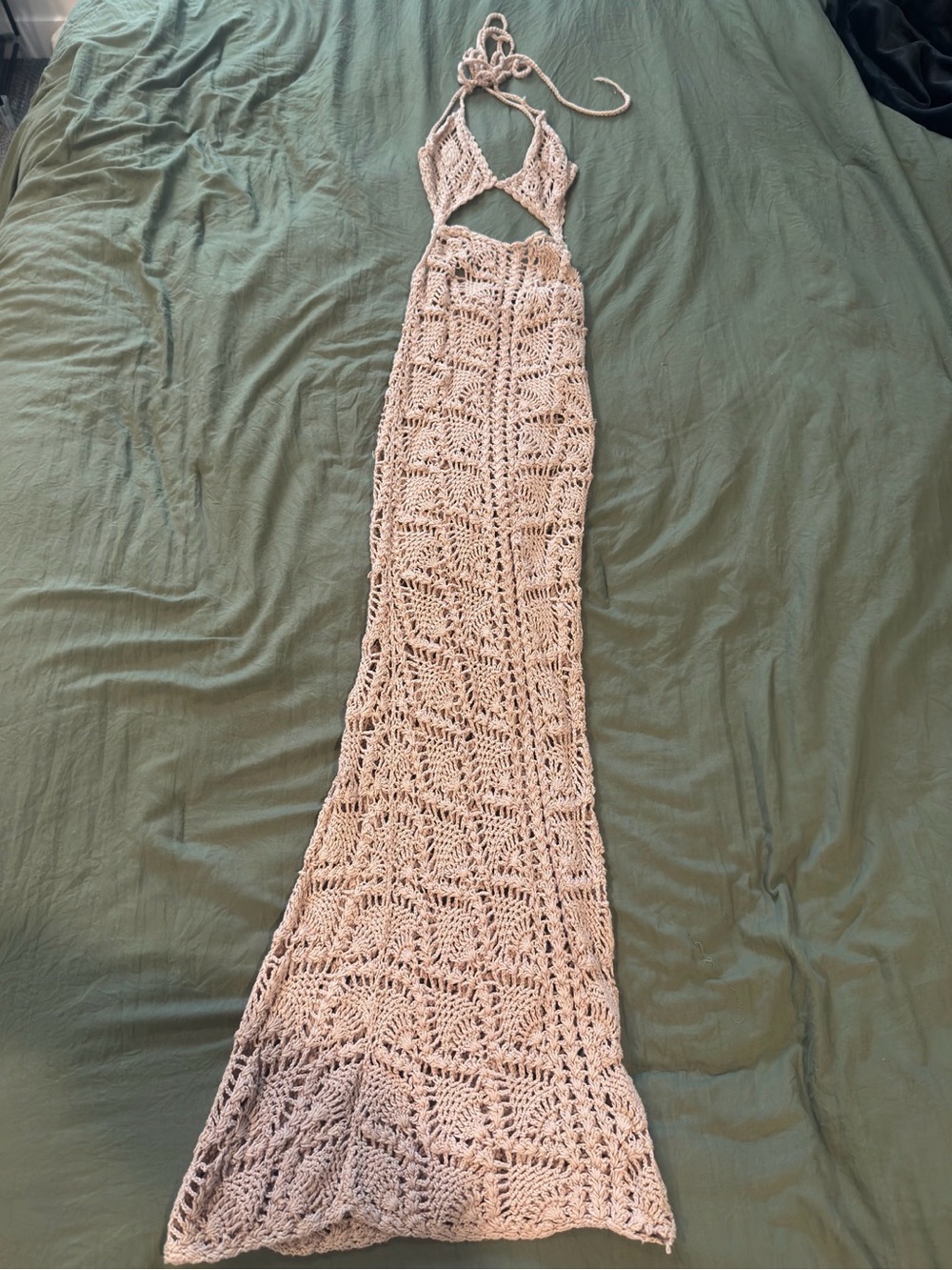 frankies bikinis boho crochet halter maxi cut out swim cover up